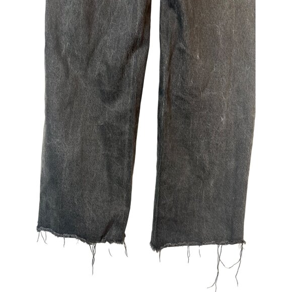 ZARA Size 6 Frayed Hem Straight Leg Jeans Black Denim Wash - Picture 5 of 11